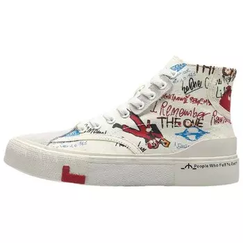 Кроссовки LINING Skateboarding Shoes Women's High-top White/red, красный
