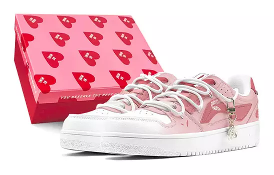 Кроссовки LINING Skateboarding Shoes Women's Low-top White, красный