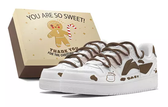 Кроссовки LINING Skateboarding Shoes Women's Low-top White, коричневый