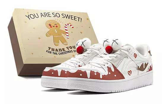 Кроссовки LINING Skateboarding Shoes Women's Low-top White, темно-красный