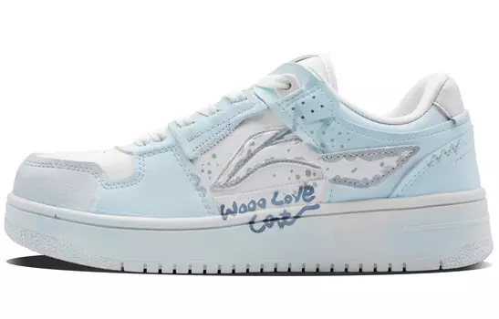 Кроссовки LINING Skateboarding Shoes Women's Low-top White/blue, голубой