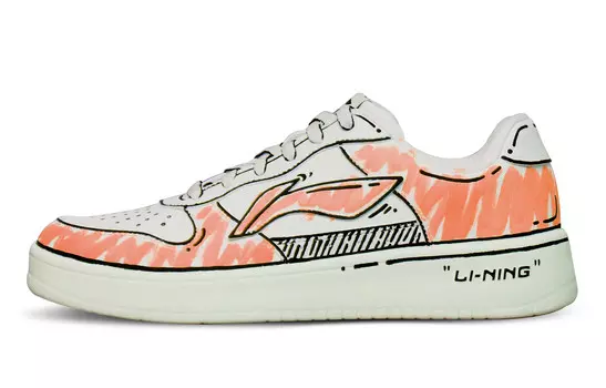 Кроссовки LINING Sports Life Collection Skateboarding Shoes Men Low-top White/Orange, белый