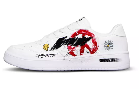 Кроссовки LINING Sports Life Collection Skateboarding Shoes Men Low-top White, Black, Red, белый