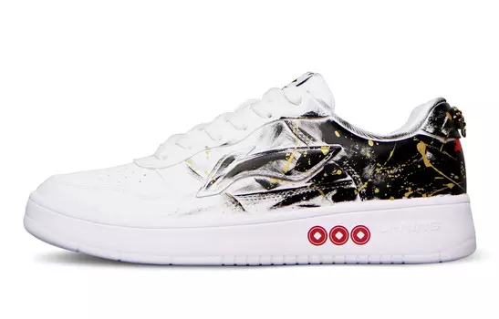 Кроссовки LINING Sports Life Collection Skateboarding Shoes Women's Low-top White/Metallic Gold/Black, белый