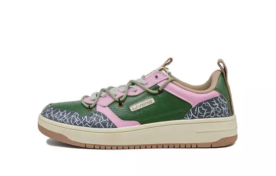 Кроссовки LINING Star Sugar Skateboarding Shoes Men Low-top Green/Pink, хаки
