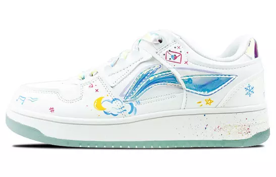 Кроссовки LINING Tianji Series Skateboard Shoes Women's Low-Top White Blue, низкие