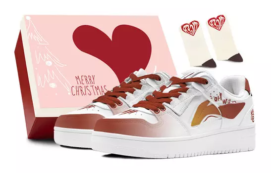 Кроссовки LINING Tianji Series Skateboarding Shoes Women's Low-top White, оранжевый/красный