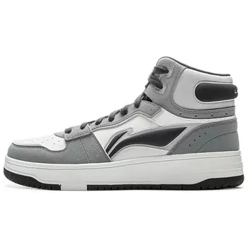 Кроссовки LINING Tianji Soft Skateboarding Shoes Men Mid-top Misty White/Moonlit Gray/Light Smoke Gray, серый