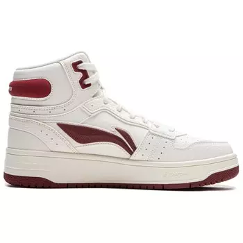 Кроссовки LINING Tianji Soft Skateboarding Shoes Women's High-top Cloud White/deep Red, красный