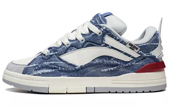 Кроссовки LiNing Wave Pro Skateboarding Shoes Men Low-top Blue/white/red, синий/белый