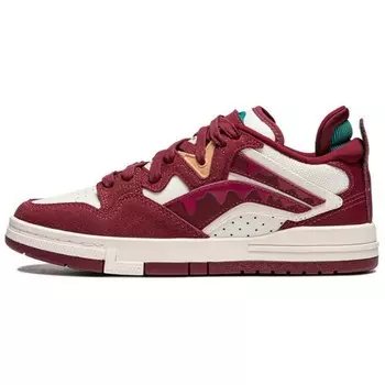 Кроссовки LiNing Wave Pro Skateboarding Shoes Women's Low-top Dark Red/ivory White, темно-красный/слоновая кость