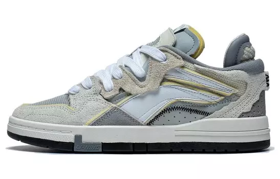 Кроссовки LINING Wave Pro Skateboarding Shoes Women's Low-top, белый/серый