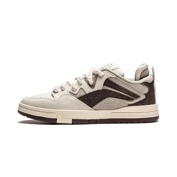 Кроссовки LINING Wave Skateboarding Shoes Men Low-top Pale Antique Yellow/cashmere Grey/charcoal Brown, желтый/серый/коричневый