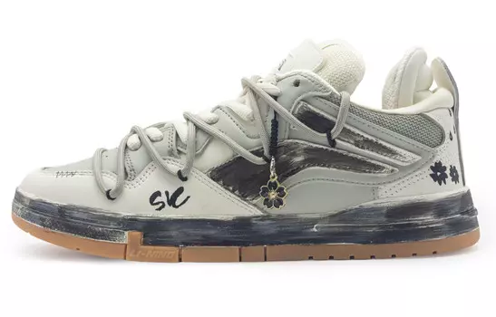 Кроссовки LINING Wave Skateboarding Shoes Men Low-top Black/White/Gray, черный/белый/серый