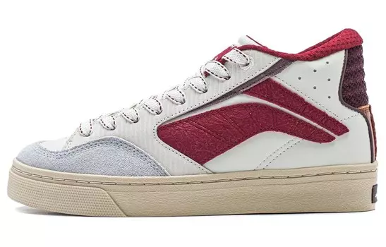 Кроссовки LINING Wave Skateboarding Shoes Men Low-top Cream White/date Red, красный