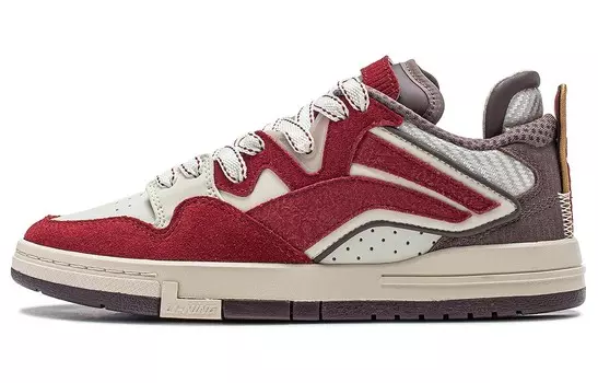Кроссовки LINING Wave Skateboarding Shoes Women's Low-top Cream White/date Red, красный