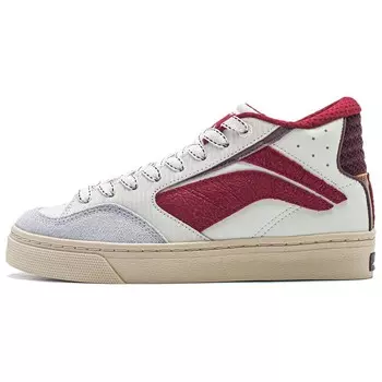 Кроссовки LINING Wave Skateboarding Shoes Women's Mid-top Cream White/date Red, красный
