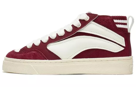 Кроссовки LINING Wave Skateboarding Shoes Women's Mid-top Red And White, красный