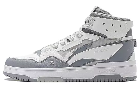 Кроссовки LINING Yamahara Skateboarding Shoes Men High-top, серый/белый