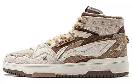 Кроссовки LINING Yamahara Skateboarding Shoes Men High-top Sandy, цвет Sandy