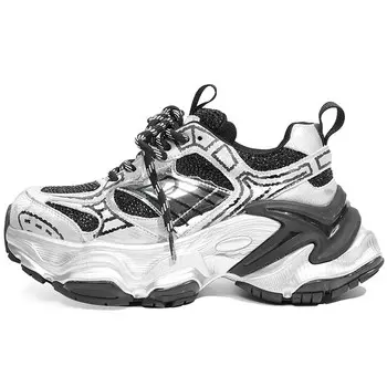 Кроссовки Little hair meow xiaofamiao Chunky Sneakers Women's Low-top, серебряный