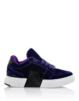 Кроссовки Lo-Top из лакированной кожи и бархата Hexagon Philipp Plein, фиолетовый