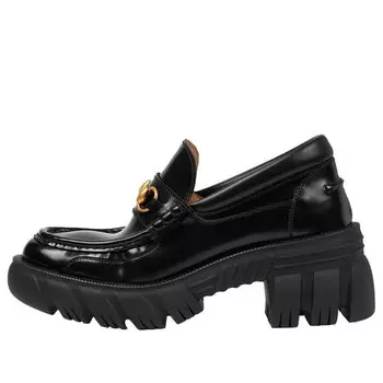 Кроссовки loafer with horsebit 'black leahter' Gucci, черный