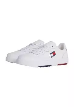 Кроссовки, логотип, кожа, мужские TOMMY Jeans, цвет Ybs White