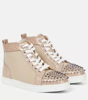 Кроссовки lou spikes из парусины Christian Louboutin, бежевый