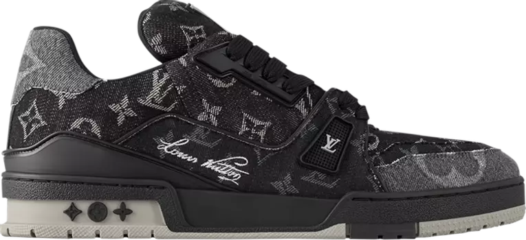 Кроссовки Louis Vuitton Trainer 'Black Monogram Denim', черный