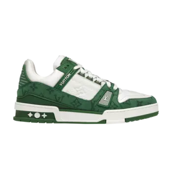 Кроссовки Louis Vuitton Trainer 'Green Monogram', белый