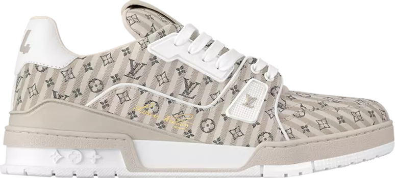 Кроссовки Louis Vuitton Trainer Low 'Striped Mini Monogram - Beige', кремовый