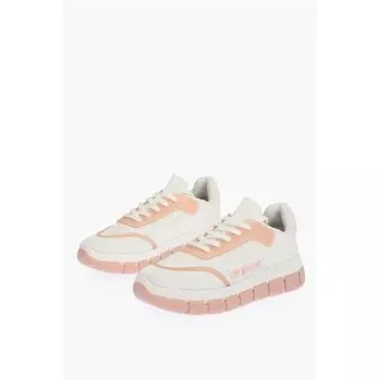 Кроссовки LOVE из перфорированной ткани двухцветные TASSEL50 Moschino, White
