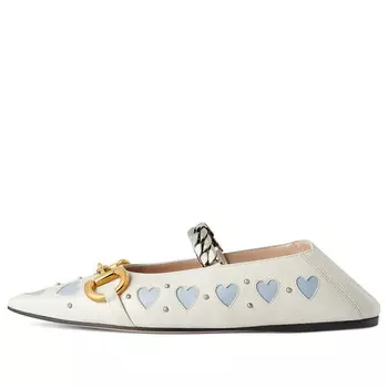 Кроссовки lovelight flat with horsebit 'white blue' Gucci, белый