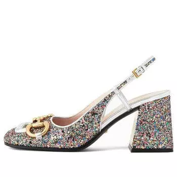 Кроссовки lovelight slingback mid-heel with horsebit Gucci, мультиколор