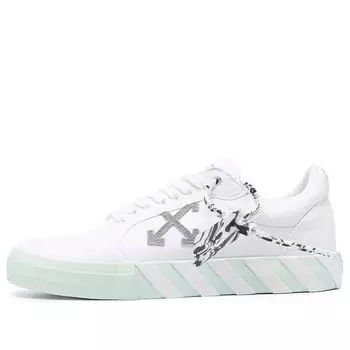 Кроссовки low vulcanized canvas sneaker 'white green orange' Off-White, белый