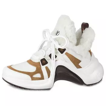 Кроссовки lv archlight shearling sneakers 'white brown' Louis Vuitton, белый
