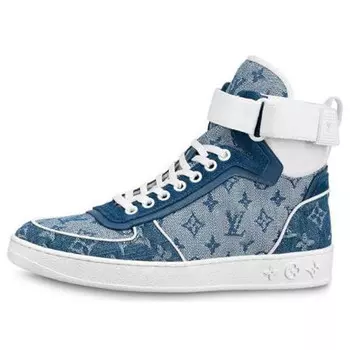 Кроссовки lv boombox monogram high-top sneakers denim-blue Louis Vuitton, синий
