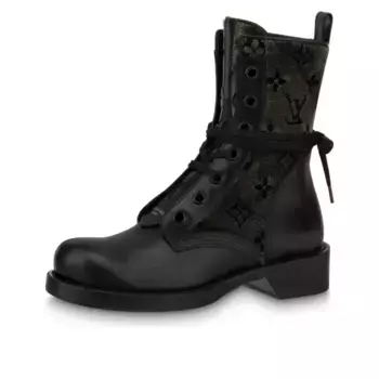 Кроссовки lv flat ranger boots 'black with olive green monogram' Louis Vuitton, черный