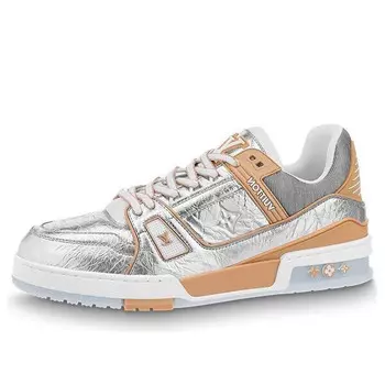 Кроссовки lv trainers 'silver with orange' Louis Vuitton, серебряный