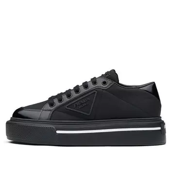 Кроссовки macro re-nylon and brushed leather sneakers 'black' Prada, черный