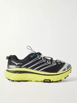 Кроссовки Mafate Three2 из сетчатой ткани с резиновой окантовкой Hoka One One, черный