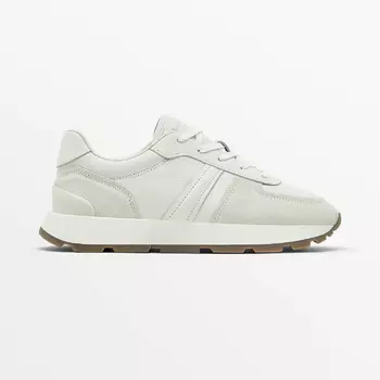 Кроссовки Massimo Dutti Leather With Trimmed Heel, белый