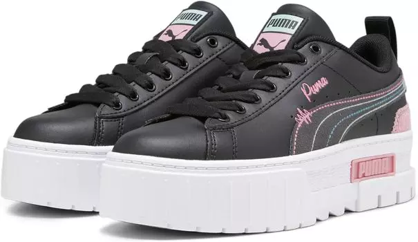 Кроссовки Mayze Sweater Weather PUMA, цвет Puma Black/Future Pink/Green Fog