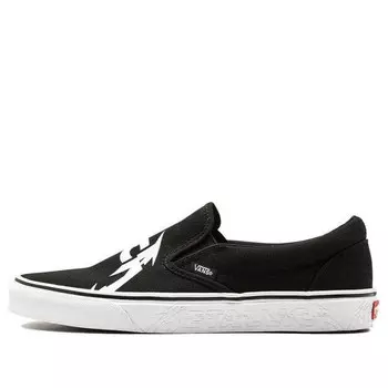 Кроссовки metallica x classic slip-on 'black white' Vans, черный