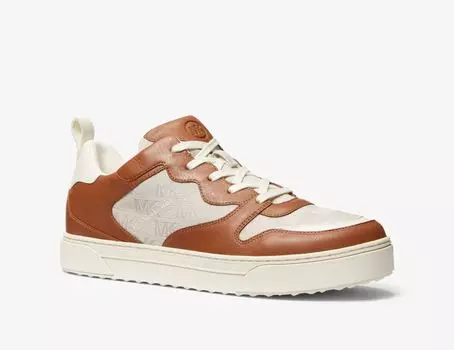 Кроссовки Michael Kors Baxter Logo Jacquard and Leather, кремовый/рыжий