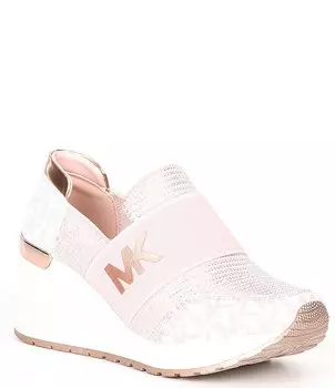 Кроссовки Michael Kors Girls' Neo Flex II на танкетке с металлизированной нитью (молодежная), розовый