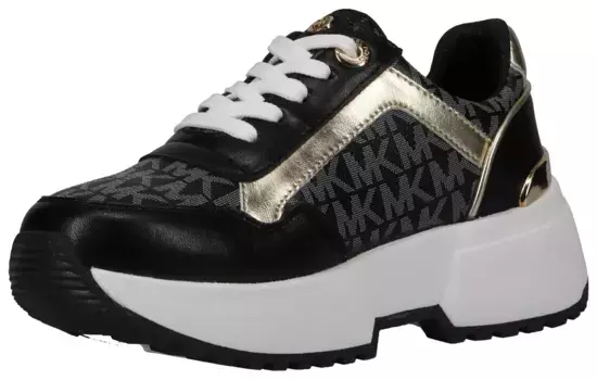 Кроссовки MICHAEL KORS KIDS "COSMO MADDY", с монограммой Michael Kors, повседневная обувь, полуботинки, туфли на шнуровке, цвет Schwarz-Goldfarben