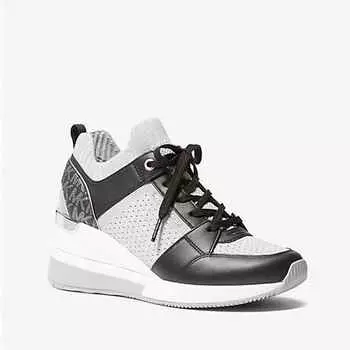 Кроссовки Michael Michael Kors Georgie Stretch Knit and Leather, черный/серебро