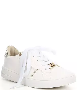 Кроссовки MICHAEL Michael Kors Girls' Jem Adell на шнуровке с металлизированной отделкой (молодежная), белый